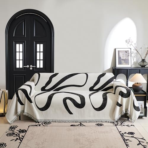 MYSKY HOME 91 x 150 Black Curve Sofa Slipcover