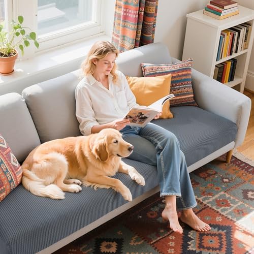 Hokway Stretch Sofa Slipcover Cushion Cover Large Light Grey