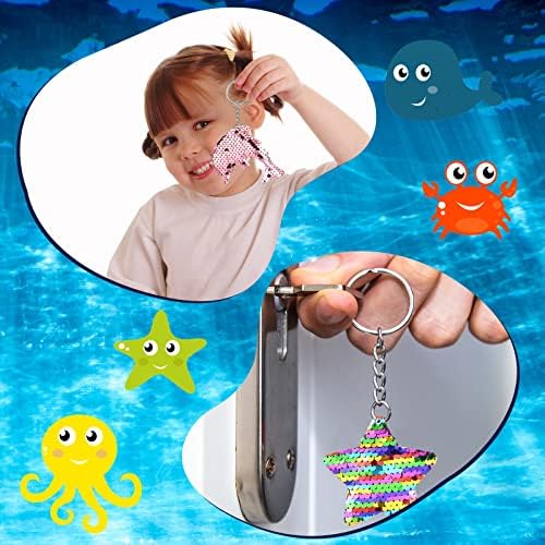 Batiyeer 24 Pcs Reversible Mermaid Sequin Keychains