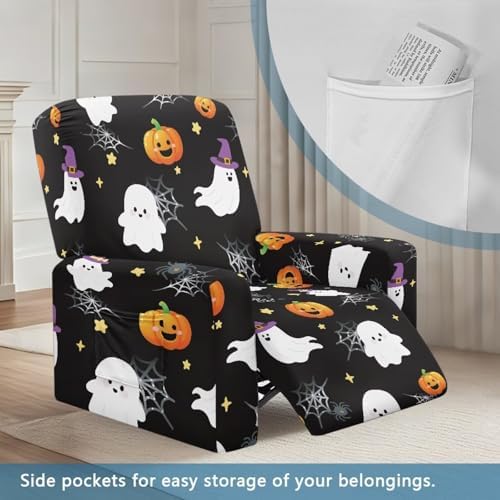 Pumpkin Spider Web Print Recliner Slipcover