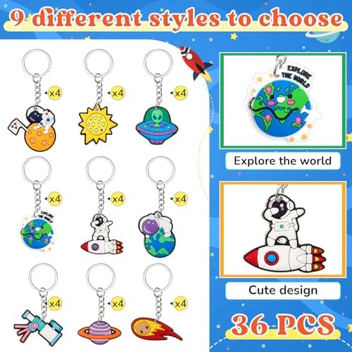 Sasylvia 36 Pcs Space Party Keychains 9 Styles 1