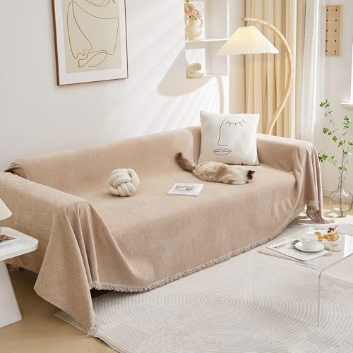 MEETSKY Sofa Cover for 2 Cushion Couch 71x118 Khaki