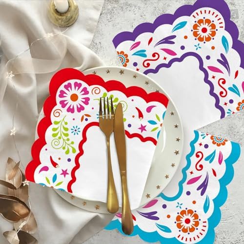 Fiesta Mexican Party Napkins - 48-Pack 3-Ply Disposable