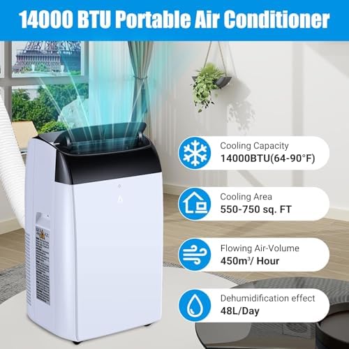 GarveeHome 14000 BTU Portable Air Conditioner with 3-in-1 Features