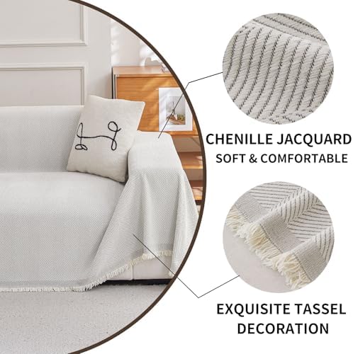 HAOMAIJIA Non Slip Sofa Cover for 3 Cushion Couch 91x150 Off White