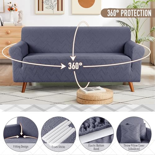 Ruaozz Stretch Sofa Cover for 3 Seater Grey