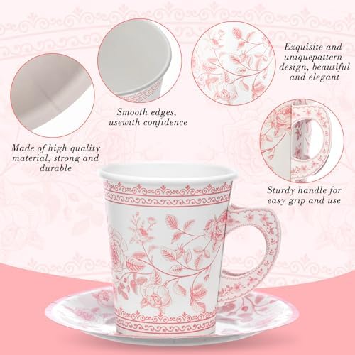 Rtteri 100 Pcs Floral Paper Tableware for Parties