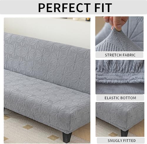Jacquard Stretch Armless Futon Sofa Slipcover with Elastic Bottom