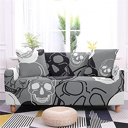 CPOVOS Halloween Floral Skull Stretch Couch Cover