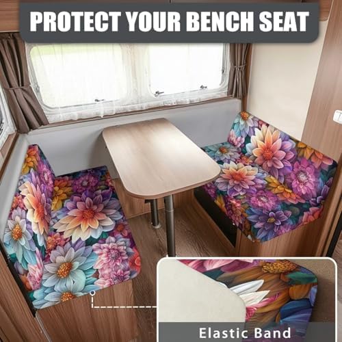 Boho Flower RV Dinette Cushion Covers for Pets and Couches