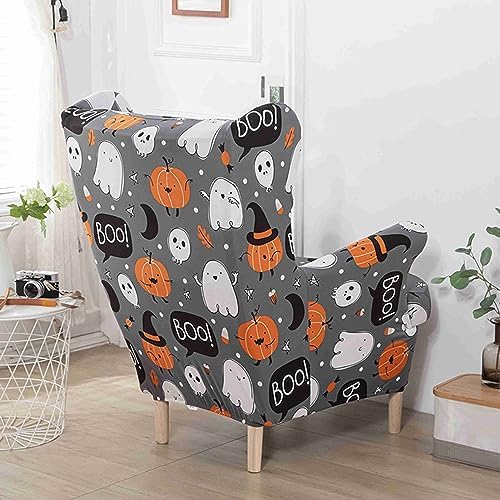 2 Piece Wingback Chair Covers for Living Room Armchair Halloween