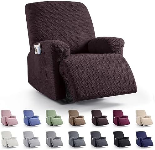 KinCam Recliner Covers Stripe Jacquard 1 Seater Dark Coffee