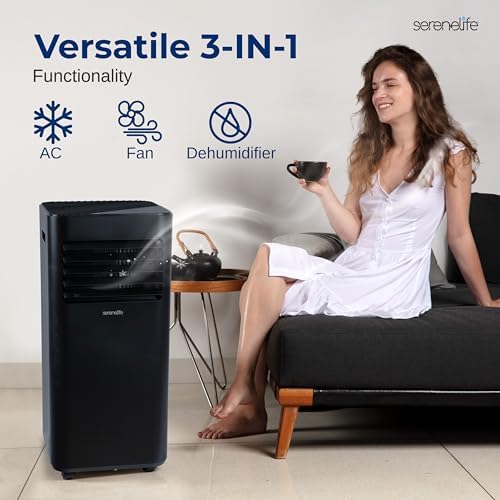 SereneLife 10000 BTU Portable Air Conditioner with Window Mount Kit