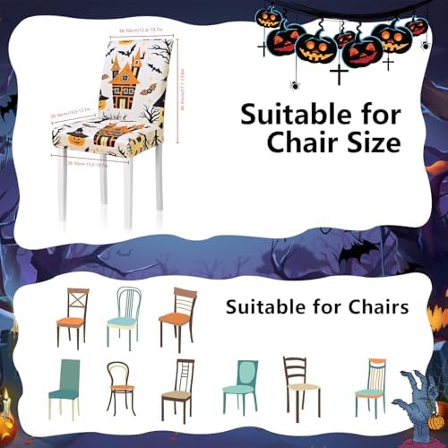4 Pack Halloween Chair Covers for Dining Room