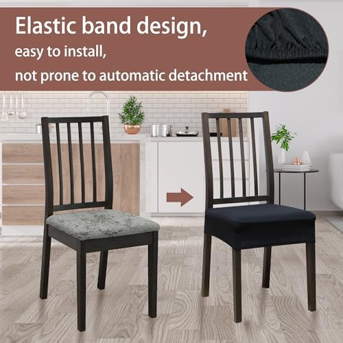 Dining Chair Covers Set of 4 with Zipper Black 1