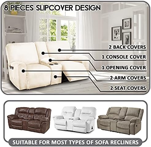 ULTICOR Velvet Reclining Love Seat Cover 8-Piece Set