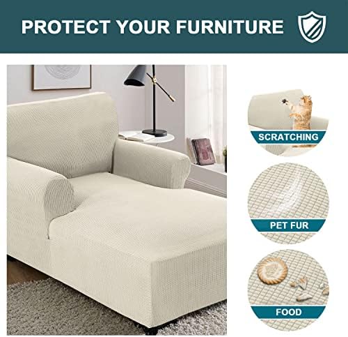 FantasDecor Chaise Lounge Cover with Armrests Beige