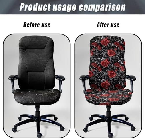 Talayituse Rose Spider Web Print Chair Covers for Office and Home Use