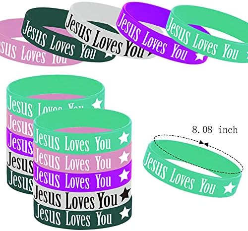 Oringaga 36PCS Jesus Loves You Rubber Bracelets 1