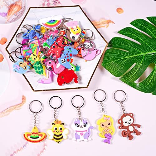 70Pcs Cartoon Keychains for Kids Birthday Party Favors 1