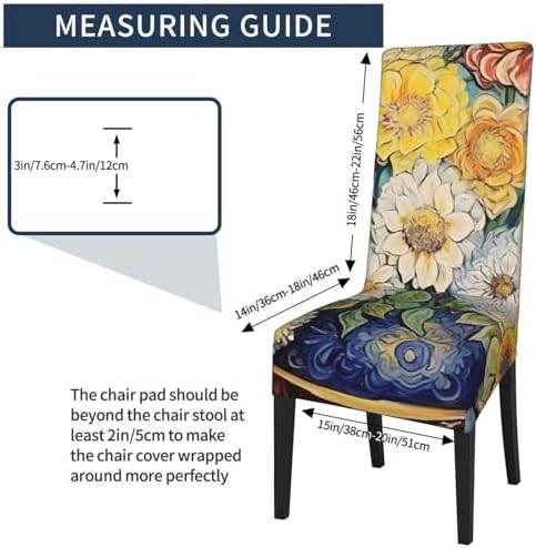 Flowers Print Stretchable Dining Chair Cover - Removable and Machine Washable