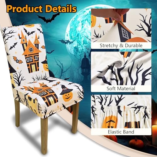 4 Pack Halloween Chair Covers for Dining Room
