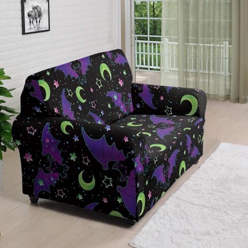 Halloween Purple Bat Sofa Slipcover for 2 Seater 1