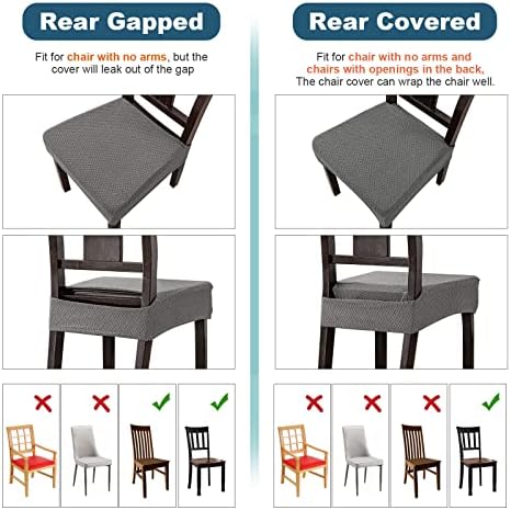 Genina Waterproof Dining Chair Seat Covers 4 PCS Grey Back Covered