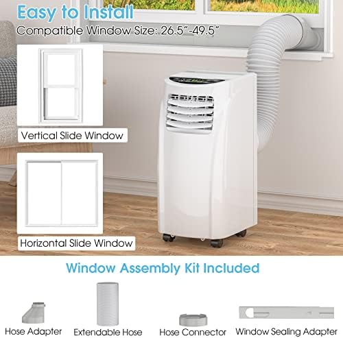 COSTWAY 8000 BTU Portable AC Unit with Dehumidifier and Remote Control