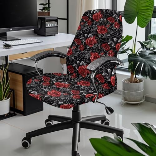 Talayituse Rose Spider Web Print Chair Covers for Office and Home Use