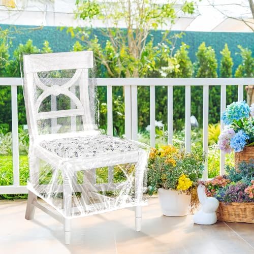 4 Pcs Plastic Chair Covers Clear Waterproof Protector