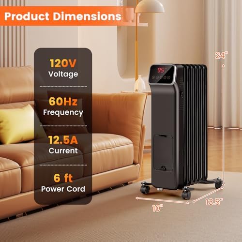 DORTALA 1500W Oil Filled Radiator Heater with Remote Control