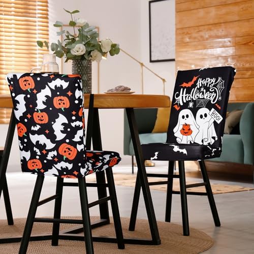 8Pcs Halloween Chair Covers Spooky Decor for Dining Chairs