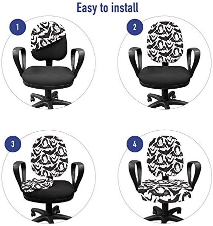 Ambesonne Autumn Office Chair Slipcover Halloween Bats Design