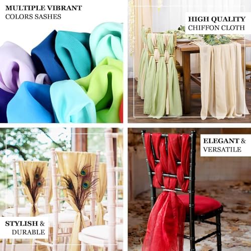 Efavormart 5 Pack Mauve Chiffon Chair Sashes