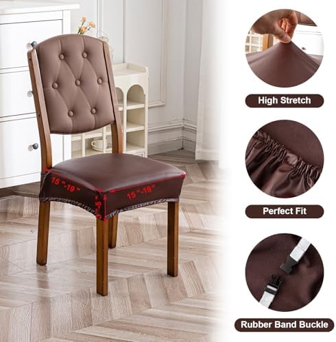 Waterproof PU Leather Dining Chair Covers Set of 4 1