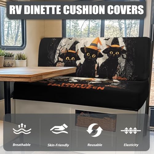 Wetoricau Cat Halloween Pattern 2PCS Sofa Slipcover