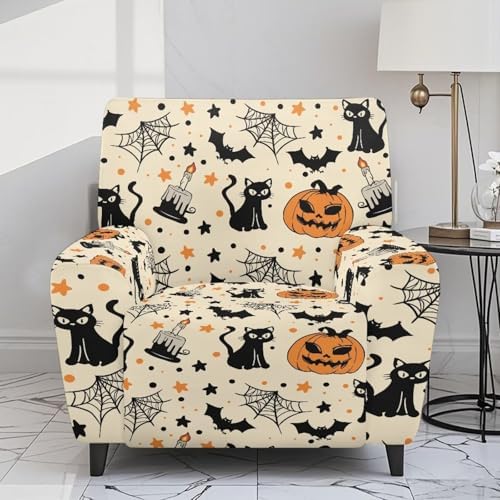 Yuresuaet Cat Pumpkin Halloween Recliner Cover for Elderly and Pets