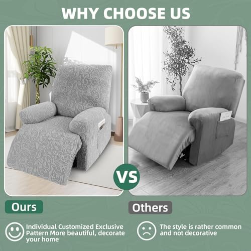 Lapalife Recliner Chair Covers 4-Piece Set Grey