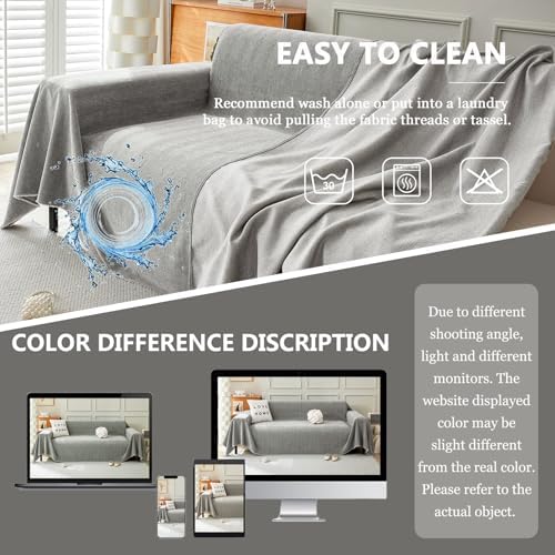 DREAMINGO Couch Protector - Herringbone Jacquard Dark Grey 3 Cushion Sofa Cover 1