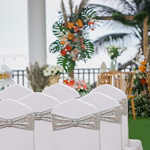 Pack of 50 Spandex Sequin Chair Sashes with Buckles