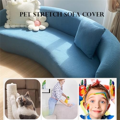 Jacquard Curved Sofa Cover for Living Room White XL 235-300cm
