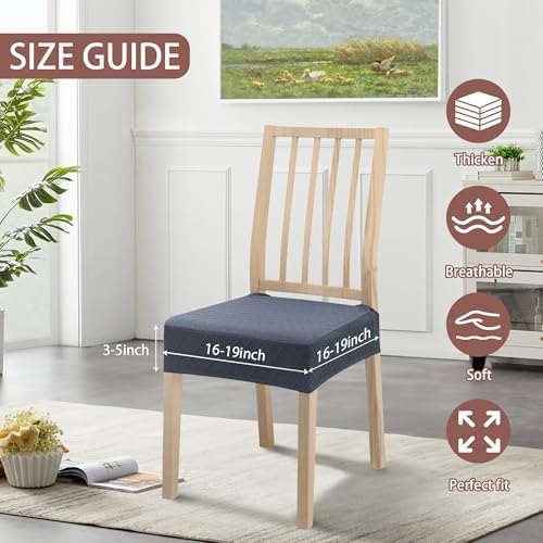 Dining Chair Covers Set of 4 Stretch Jacquard Removable Washable Grey