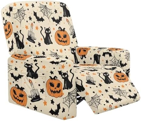 Yuresuaet Cat Pumpkin Halloween Recliner Cover for Elderly and Pets