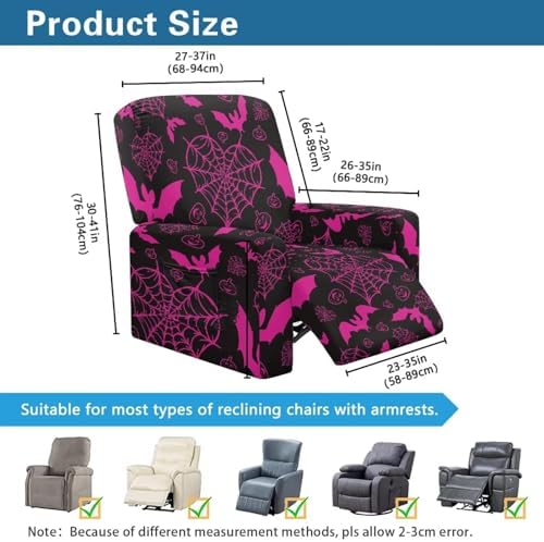Pink Bat Spider Web Print Recliner Chair Slipcover