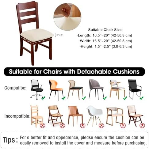 Waterproof PU Leather Dining Chair Covers Set of 4 Beige