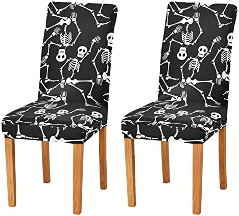 Kigai Dancing Skeletons Chair Covers Set of 4 for Dining Room