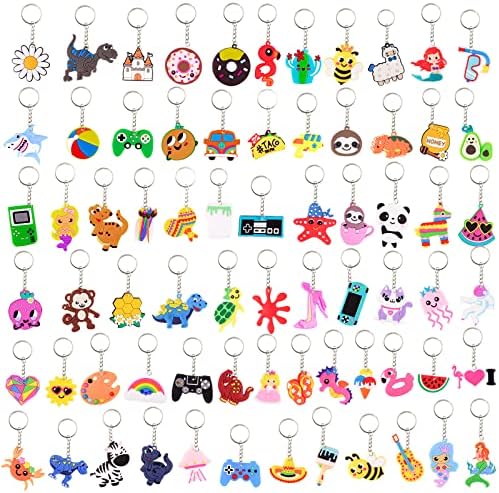 70Pcs Cartoon Keychains for Kids Birthday Party Favors 1