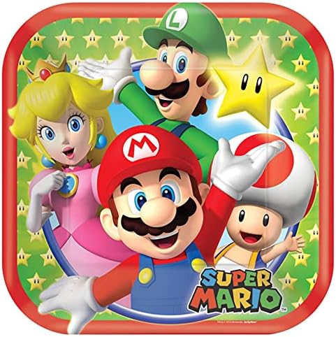 Super Mario Square Plates 7 8-Pack Themed Party