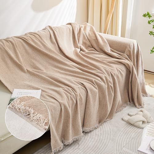 MEETSKY Sofa Cover for 2 Cushion Couch 71x118 Khaki